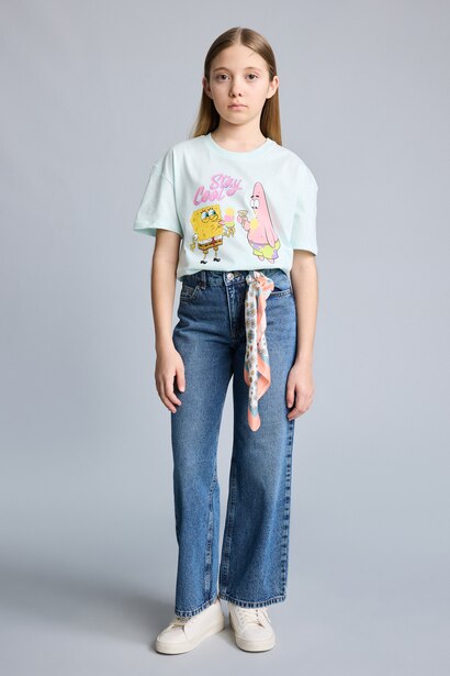 T-shirt oversize SpongeBob à col rond manches courtes pour fille