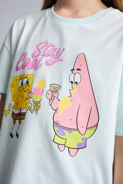 T-shirt oversize SpongeBob à col rond manches courtes pour fille