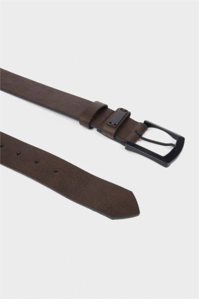 Erkek Dikdörtgen Toka Suni Deri Jean Kemeri