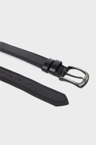 Erkek Dikdörtgen Toka Suni Deri Jean Kemeri