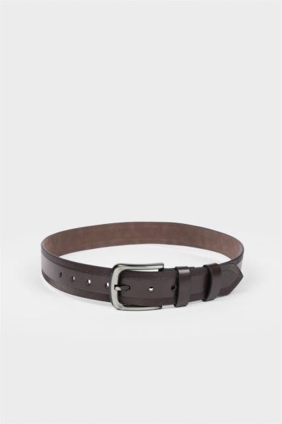 Erkek Dikdörtgen Toka Suni Deri Jean Kemeri