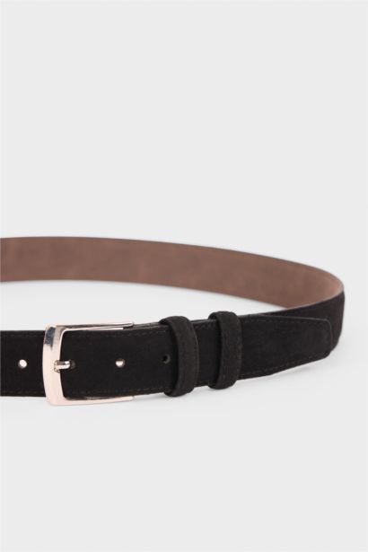 Erkek Dikdörtgen Toka Suni Deri Jean Kemeri