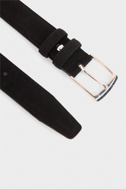 Erkek Dikdörtgen Toka Suni Deri Jean Kemeri