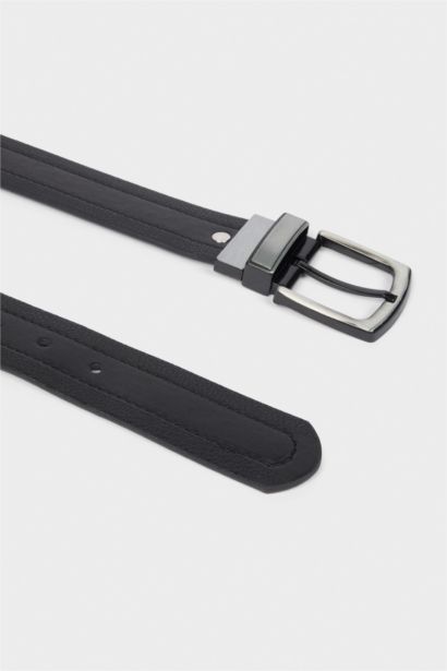 Erkek Çift Taraflı Toka Suni Deri Günlük Kemer