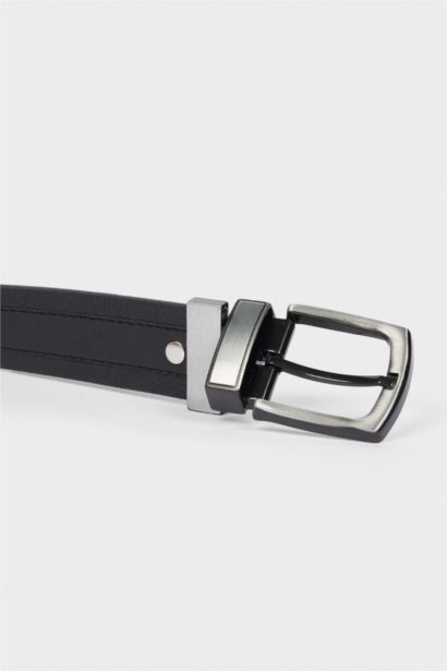 Erkek Çift Taraflı Toka Suni Deri Günlük Kemer