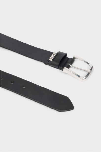 Erkek Dikdörtgen Toka Suni Deri Jean Kemeri