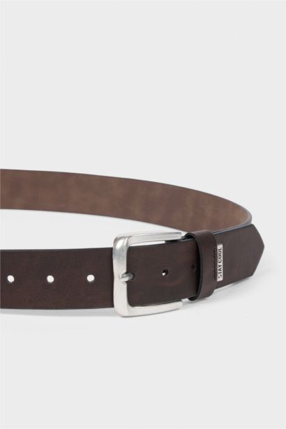 Erkek Dikdörtgen Toka Suni Deri Jean Kemeri