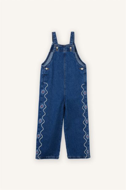 Baby Girl Embroidered Denim Jumpsuit