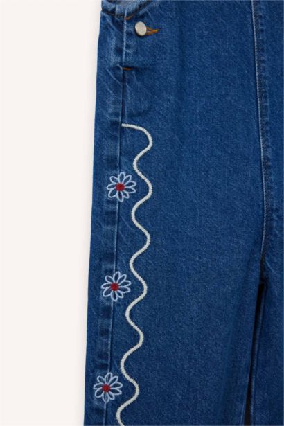 Baby Girl Embroidered Denim Jumpsuit