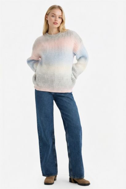 Regular Fit Crew Neck Romantic Print Pullover