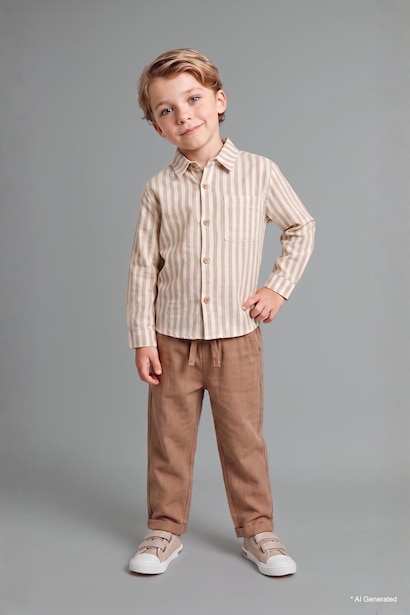Boy Printed Shirt and Pants 2 Piece Set