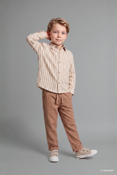 Boy Printed Shirt and Pants 2 Piece Set