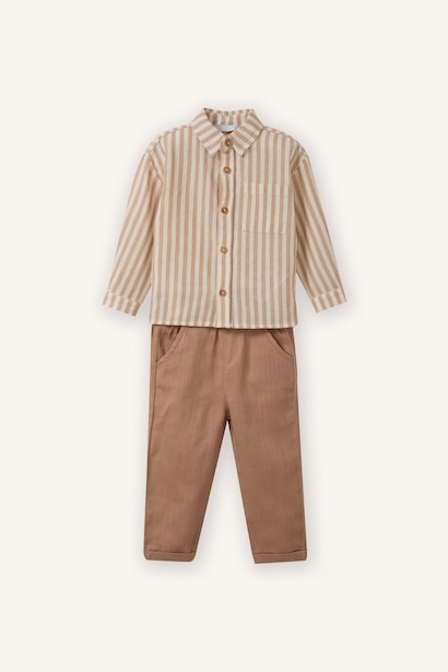 Boy Printed Shirt and Pants 2 Piece Set