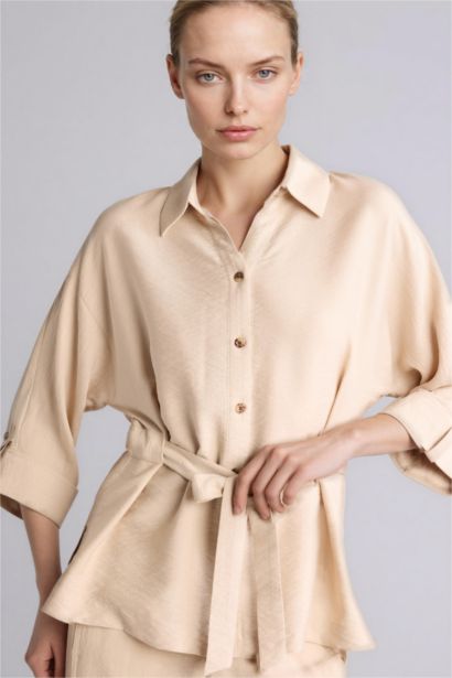 Рубашка Relax Fit с рубашечным воротником и длинным рукавом