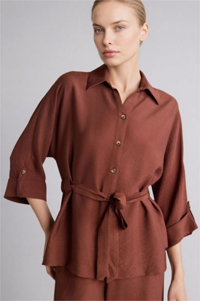 Рубашка Relax Fit с рубашечным воротником и длинным рукавом