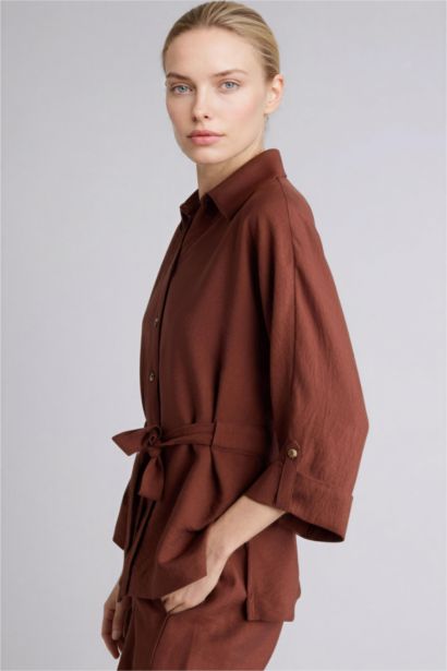 Рубашка Relax Fit с рубашечным воротником и длинным рукавом