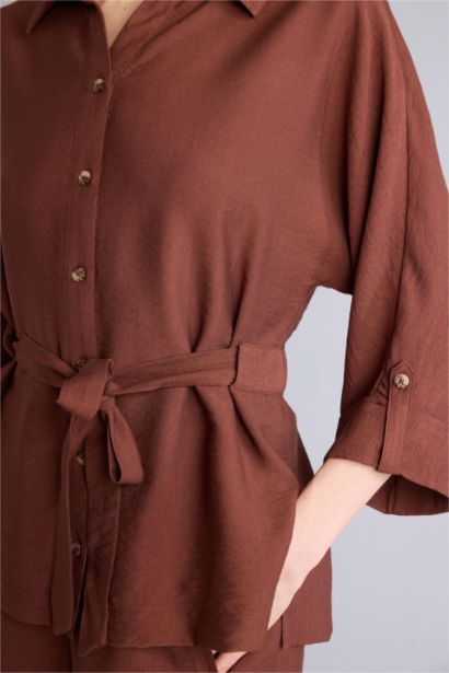 Рубашка Relax Fit с рубашечным воротником и длинным рукавом