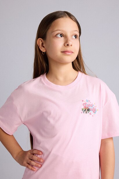 Girl PowerPuff Girl 100% Cotton Crew Neck Oversize T-Shirt