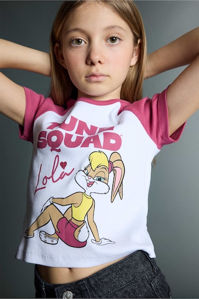Looney Tunes Cropped Fıt Ribana Tişört Kız Çocuk