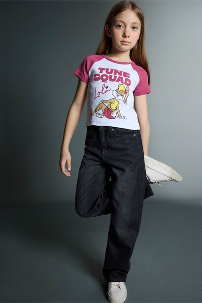 Looney Tunes Cropped Fıt Ribana Tişört Kız Çocuk