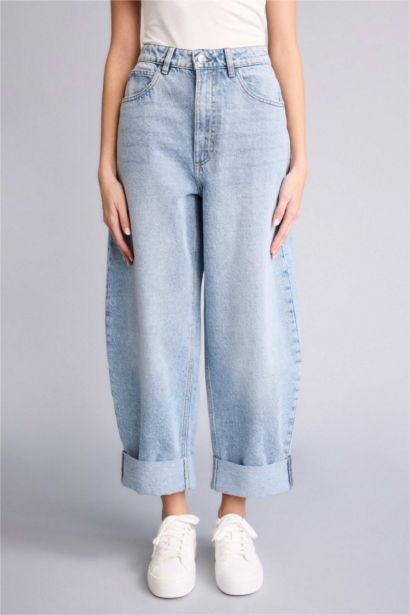 Длинные джинсы Barrel Fit с высокой талией и прямыми штанинами