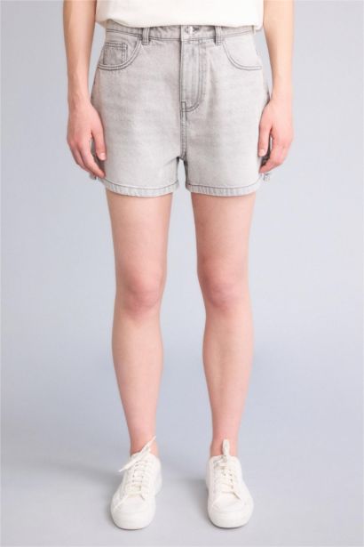 Укороченные джинсовые шорты Mom Fit с высокой талией