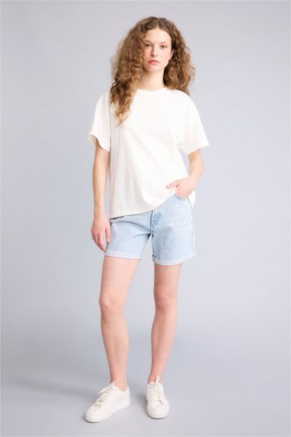 Укороченные джинсовые шорты Boyfriend с высокой талией