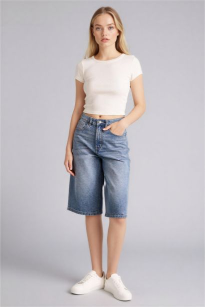 Бермуды c высокой талией из денима для женщин