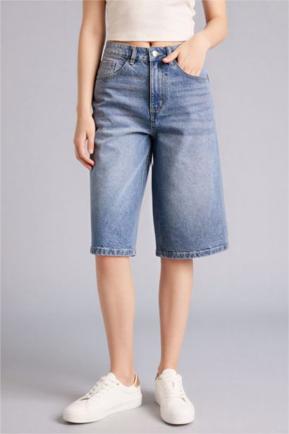Бермуды c высокой талией из денима для женщин