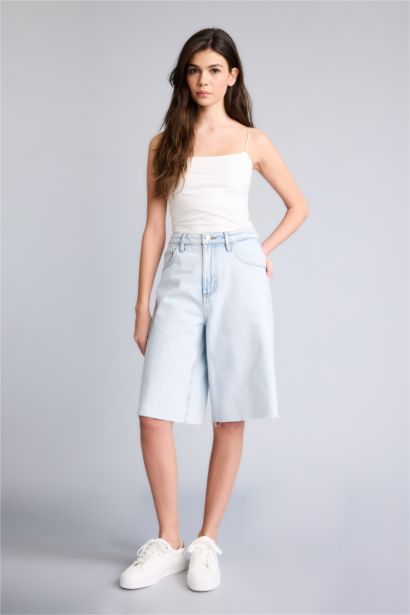Бермуды c высокой талией из денима для женщин