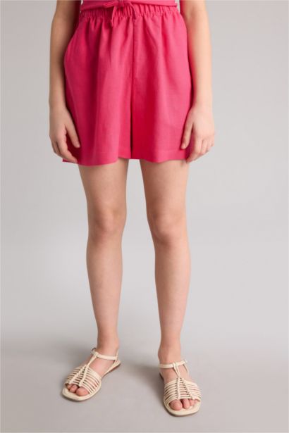 Шорты Regular Fit из смесового льна для девочек