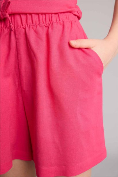 Шорты Regular Fit из смесового льна для девочек