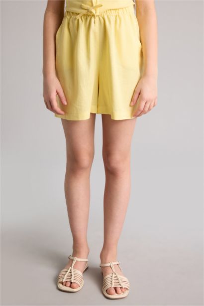 Шорты Regular Fit из смесового льна для девочек