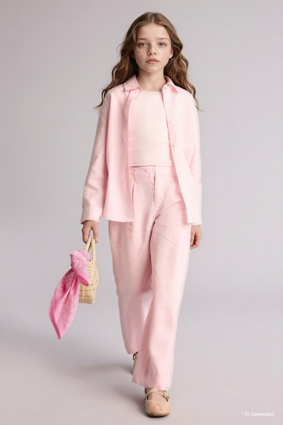 Girl Wide Leg 100% Linen Trousers