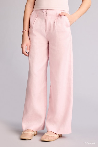 Girl Wide Leg 100% Linen Trousers