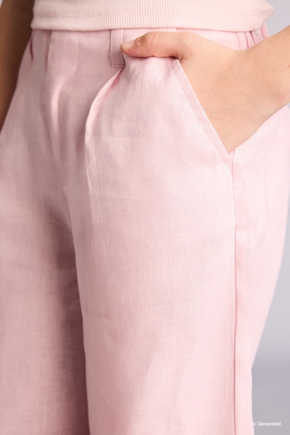 Girl Wide Leg 100% Linen Trousers