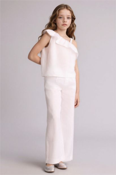 Қыз балаларға арналған Wide Leg кең балақ зығыр шалбар