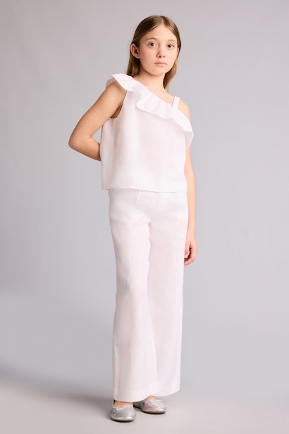 Girl Wide Leg 100% Linen Trousers