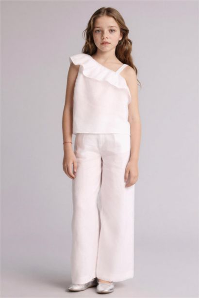 Қыз балаларға арналған Wide Leg кең балақ зығыр шалбар