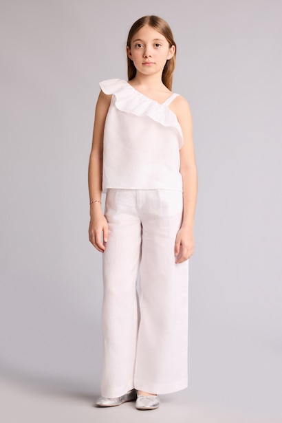 Girl Wide Leg 100% Linen Trousers
