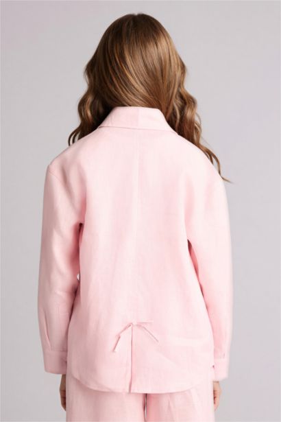 Льняная рубашка Regular Fit с длинным рукавом для девочек