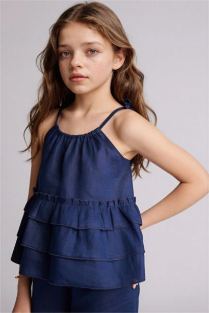 Қыз балаларға арналған қысқа жеңді блузка