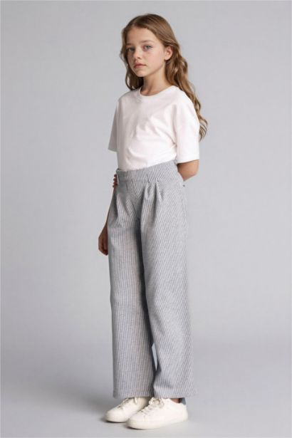 بنطلون بناتي وايد ليج برجل واسع