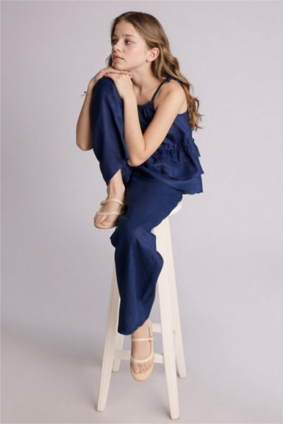 Қыз балаларға арналған Wide Leg кең балақ зығыр шалбар