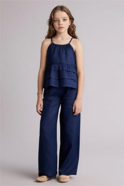 Қыз балаларға арналған Wide Leg кең балақ зығыр шалбар