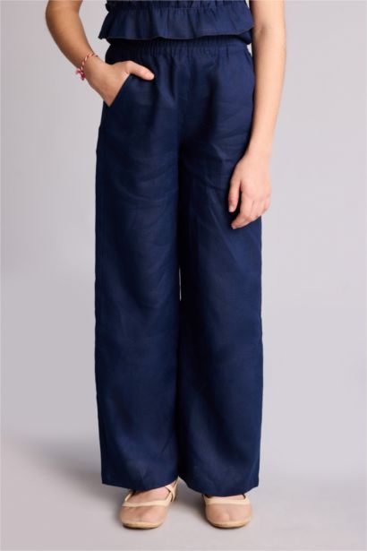 Қыз балаларға арналған Wide Leg кең балақ зығыр шалбар