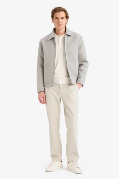 Shirt Collar Zippered Jacket