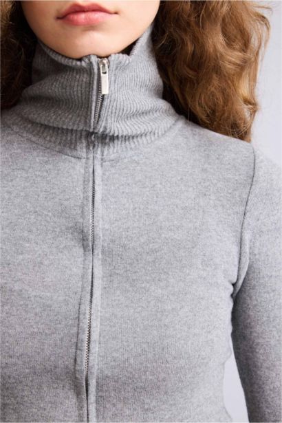 Slim Fit Half Turtleneck Cardigan