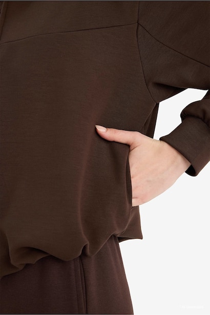 Standart Fıt Kapüşonlu Modal Hırka