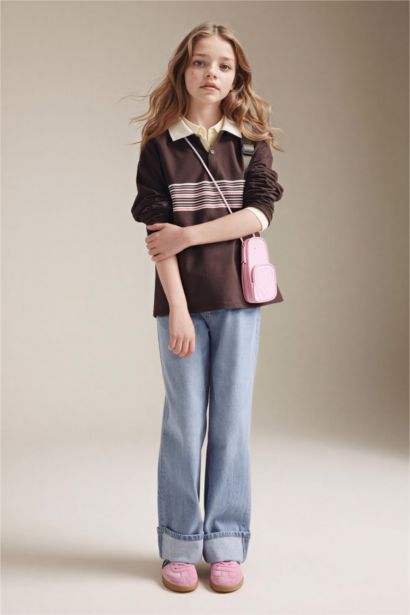 Slogan Long Sleeve Polo T-Shirt